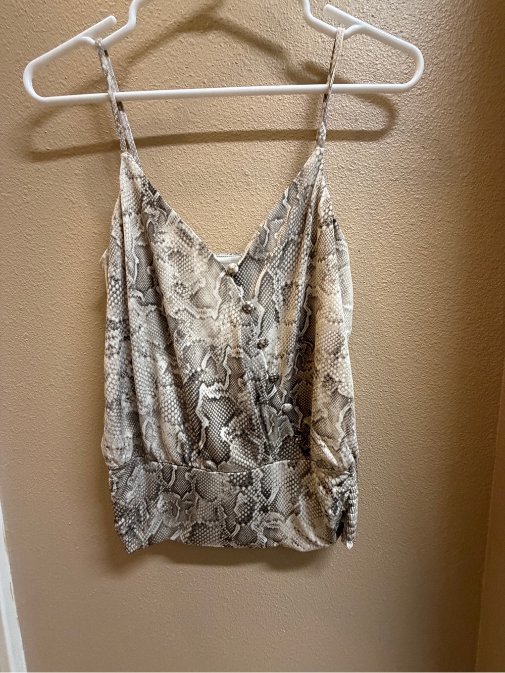 White House Black Market Neutral Snake-Print V-Neck Cami